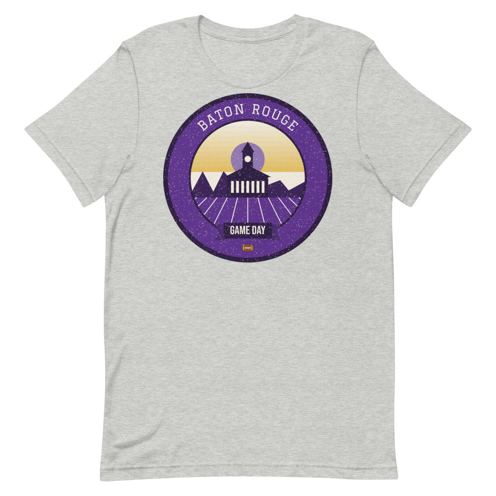 Purple & Gold Bayou Game Day Tee in athletic heather, front