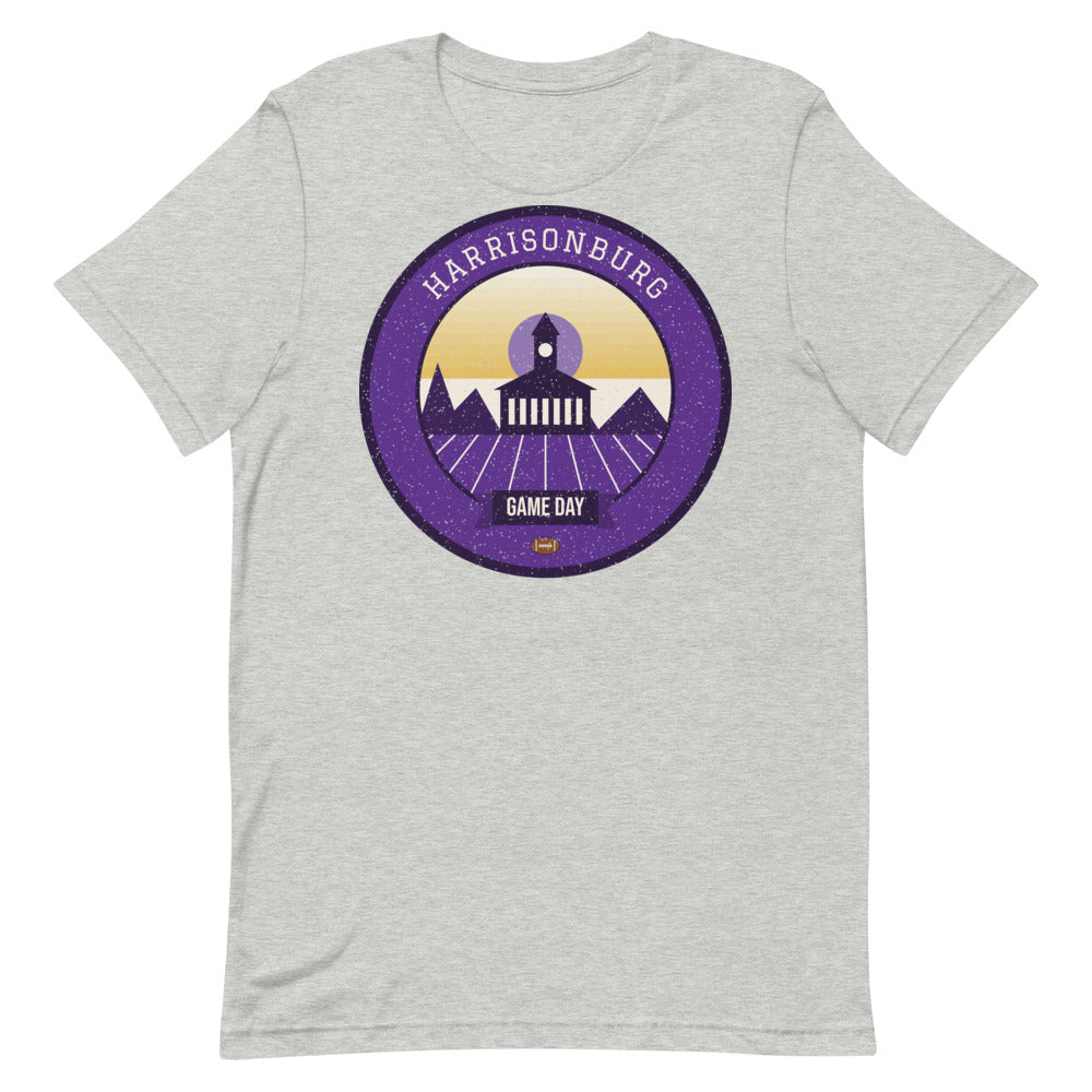 Purple & Gold Shenandoah Game Day Tee in athletic heather, front