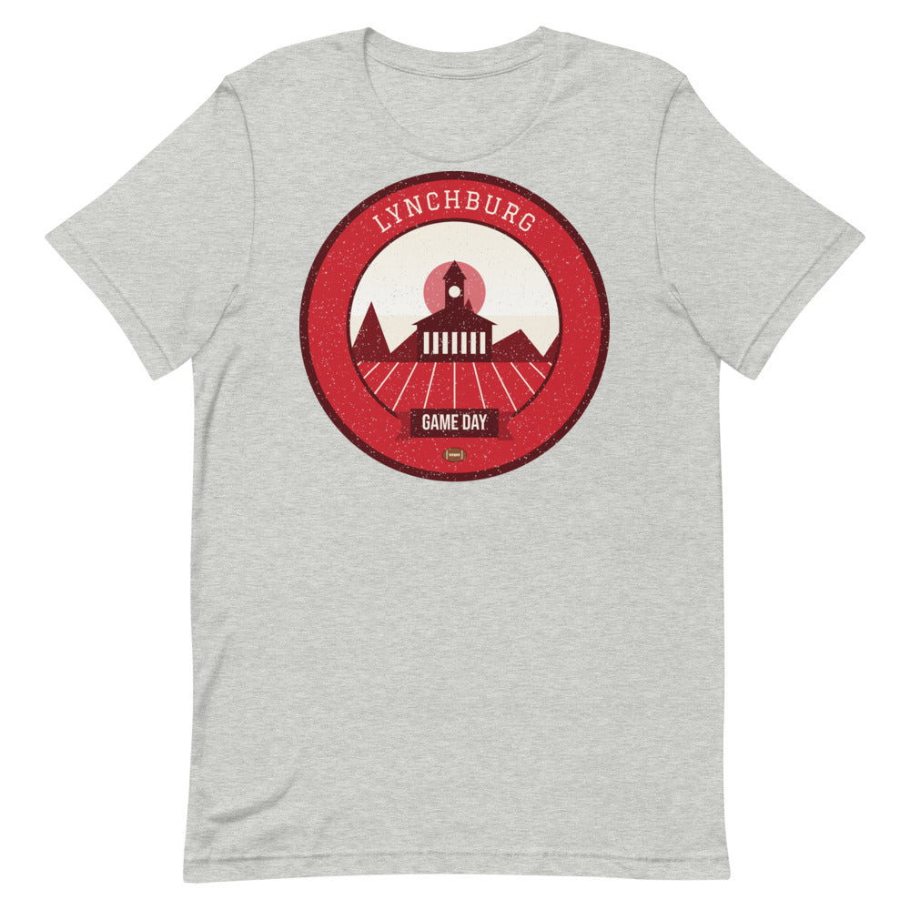 Red, White & Blue Sunrise Game Day Tee in athletic heather, front