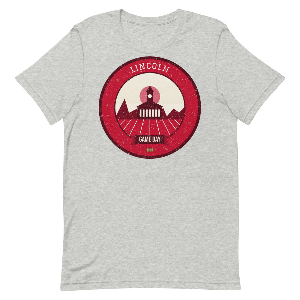 Scarlet & Cream Plains Game Day Tee in athletic heather, front