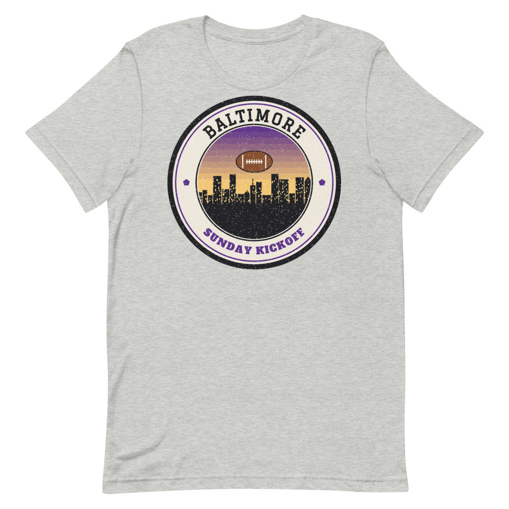 Baltimore Sunday Kickoff Tee in athletic heather, front