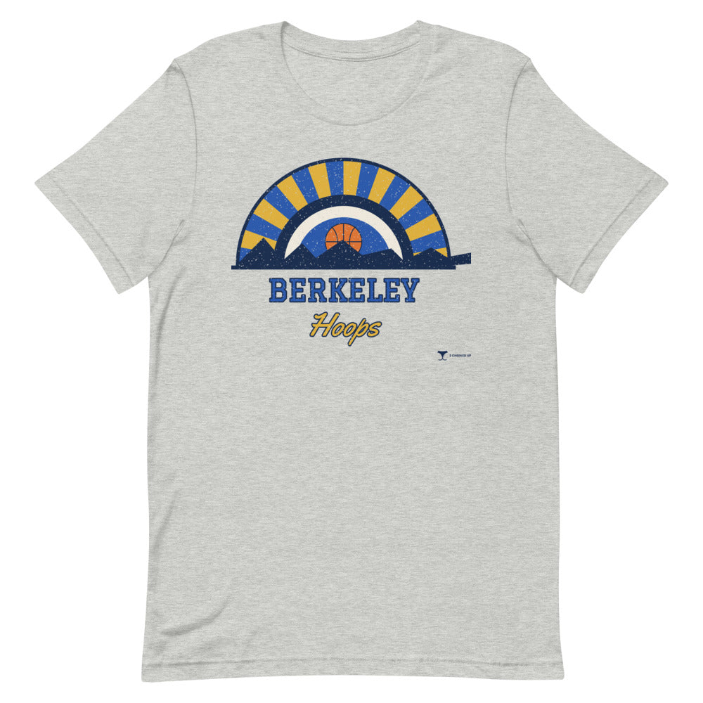 Berkeley Hoops Unisex Tee in athletic heather, design printed on the front, front view