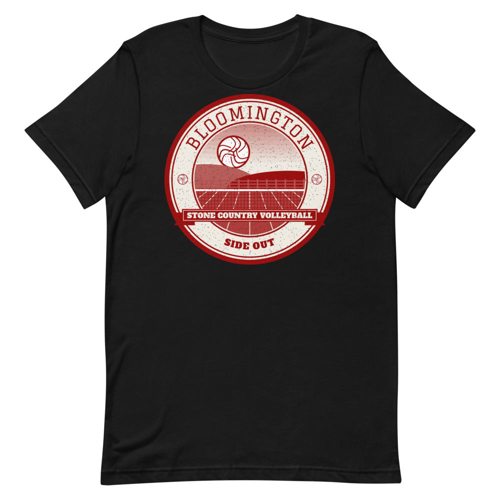 Bloomington Stone Country Volleyball Tee in black, front