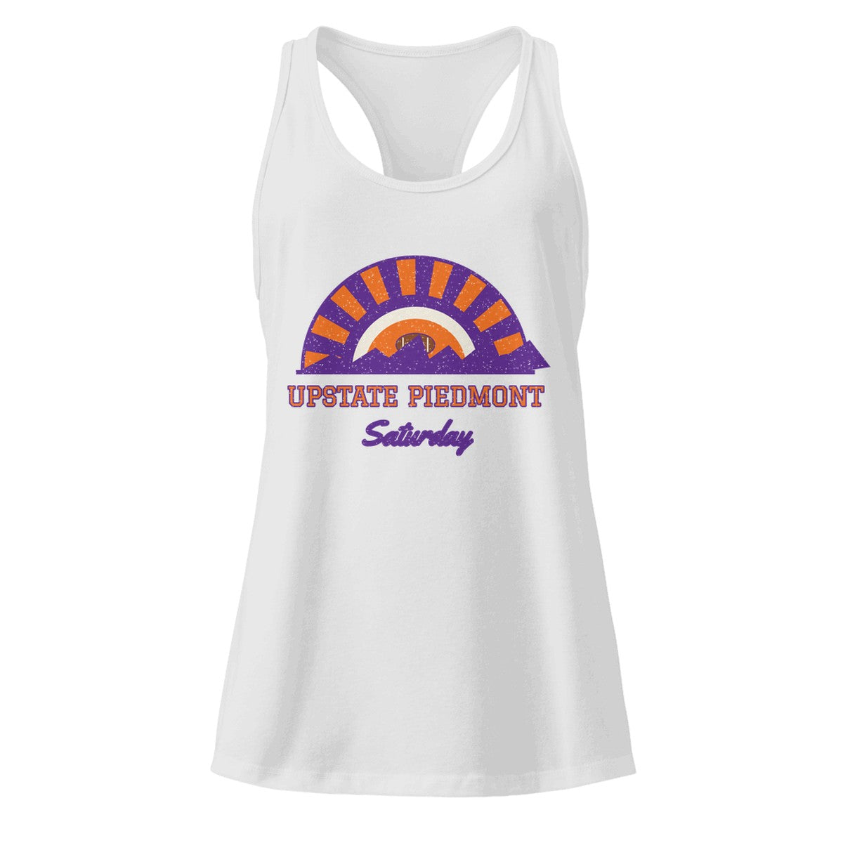 Women's Upstate Piedmont Saturday Racerback Tank in Heather Gray, front view
