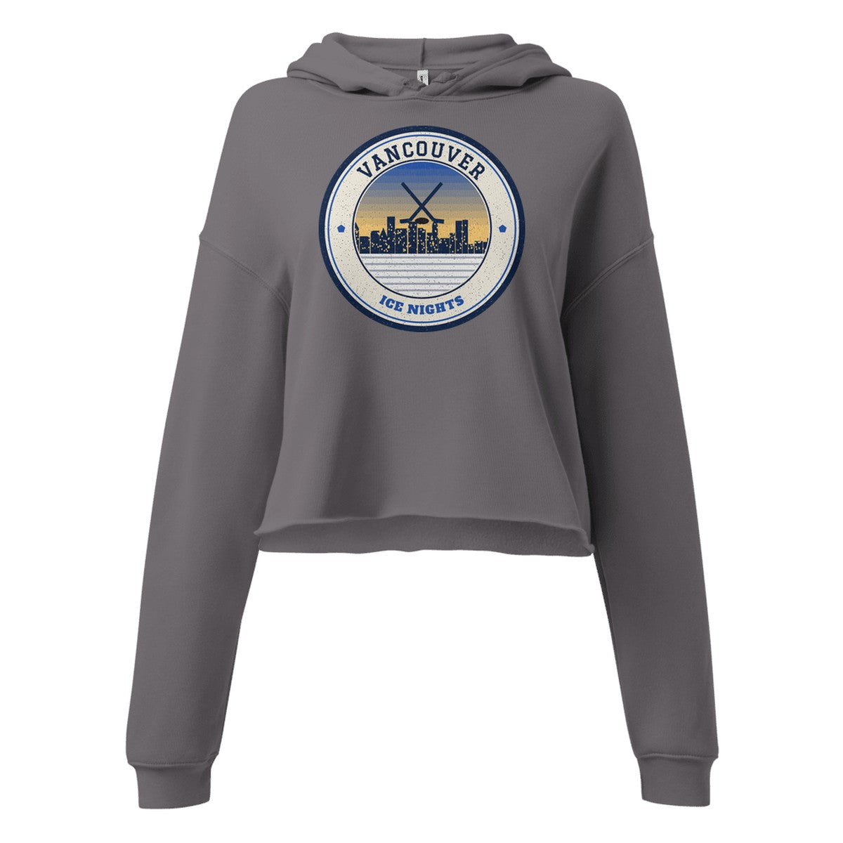 Women's Vancouver Ice Nights Cropped Hoodie in Storm, front view
