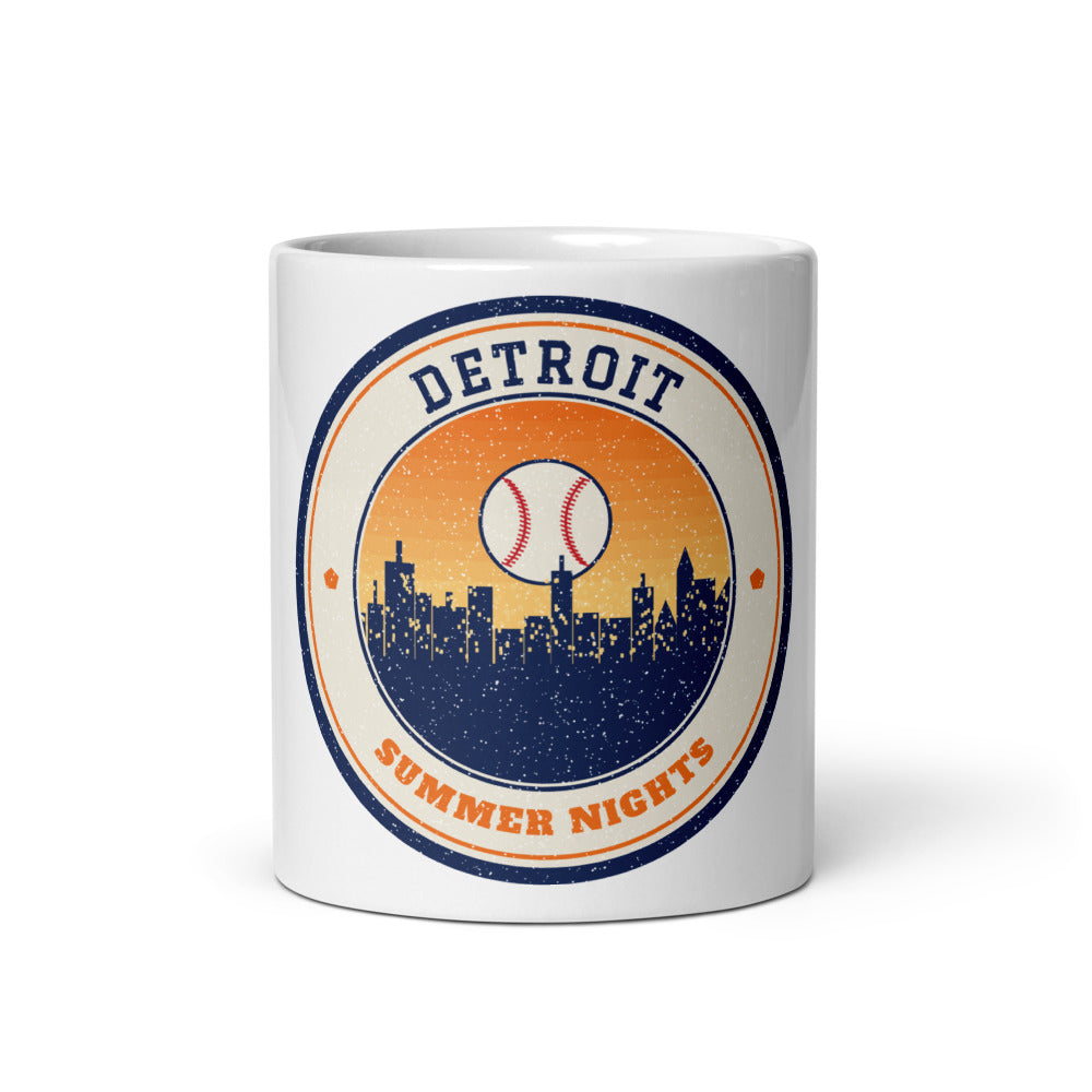 Detroit Summer Nights Ballpark Mug in white, front
