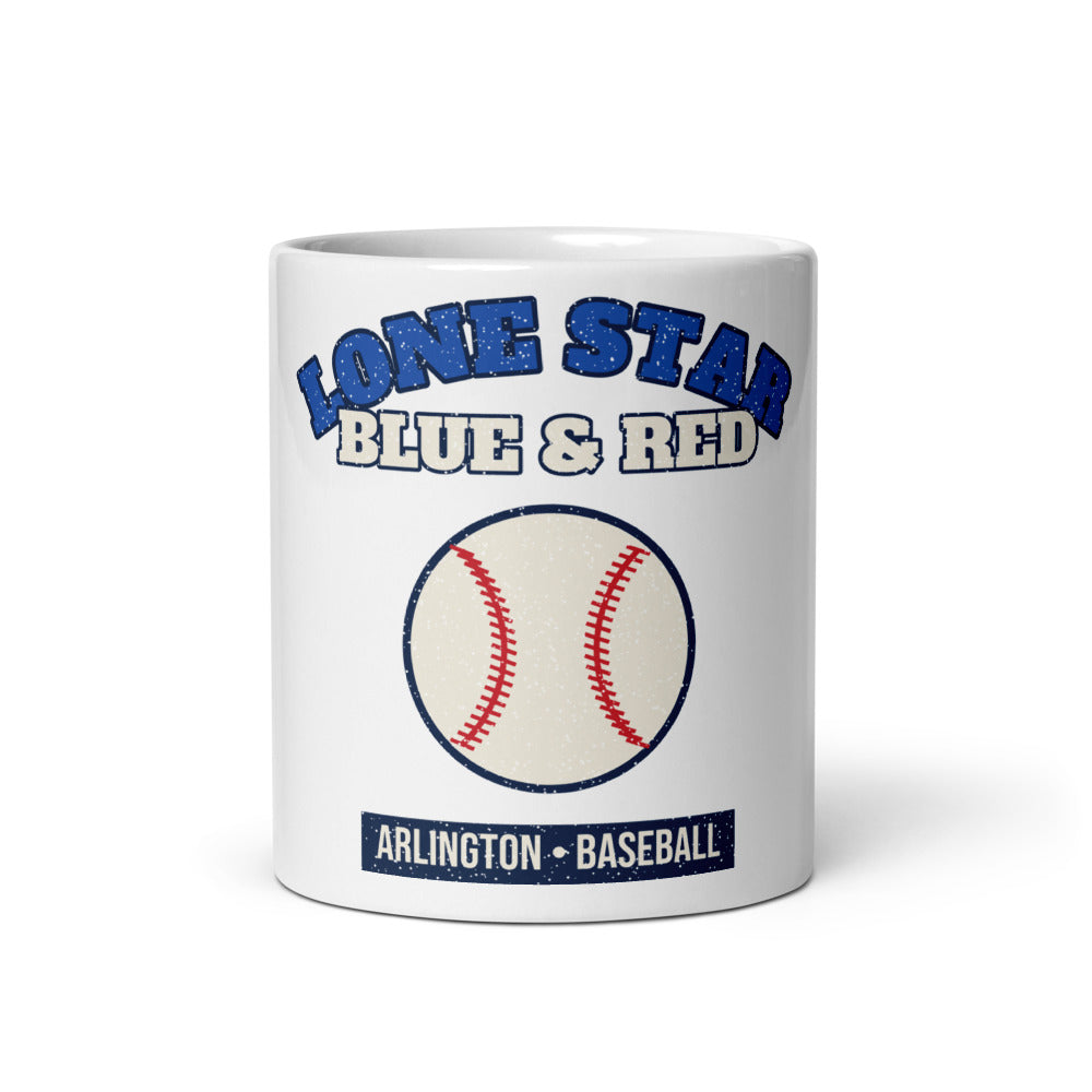 Lone Star Blue & Red Baseball Mug in white, front