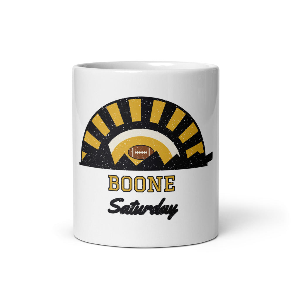 Boone Saturday Mug in white, front
