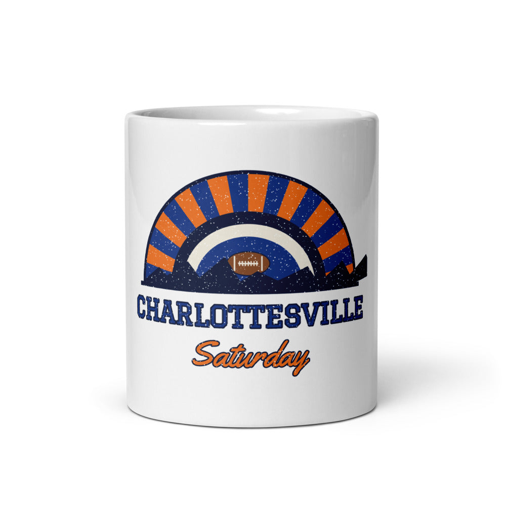 Charlottesville Saturday Mug in white, front
