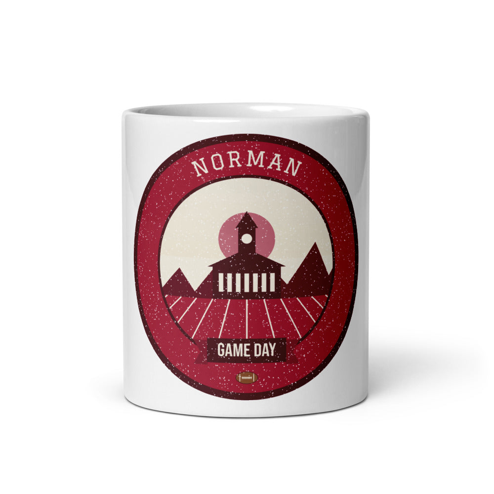 Crimson & Cream Red Dirt Game Day Mug in white, front