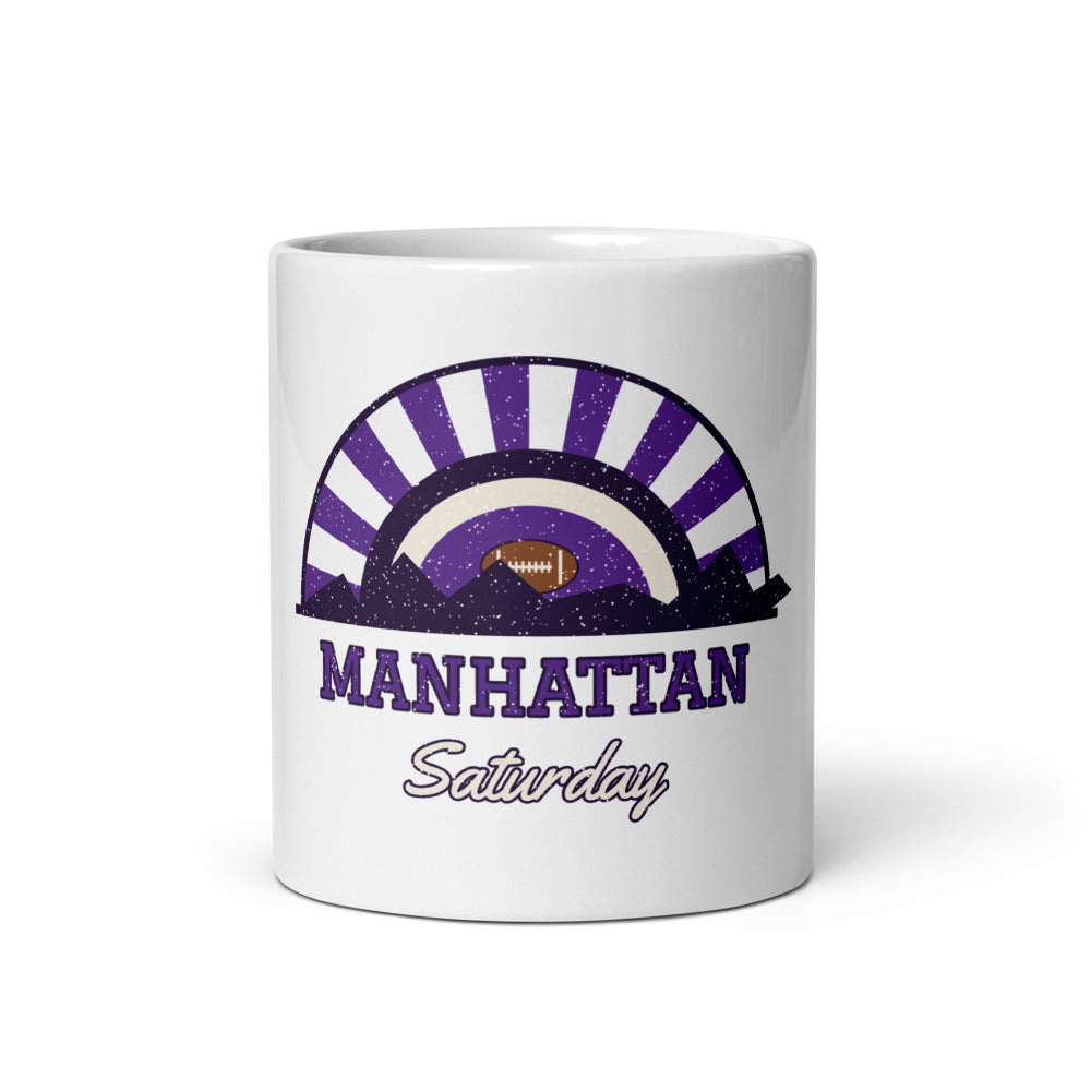 Manhattan Saturday Mug in white, front