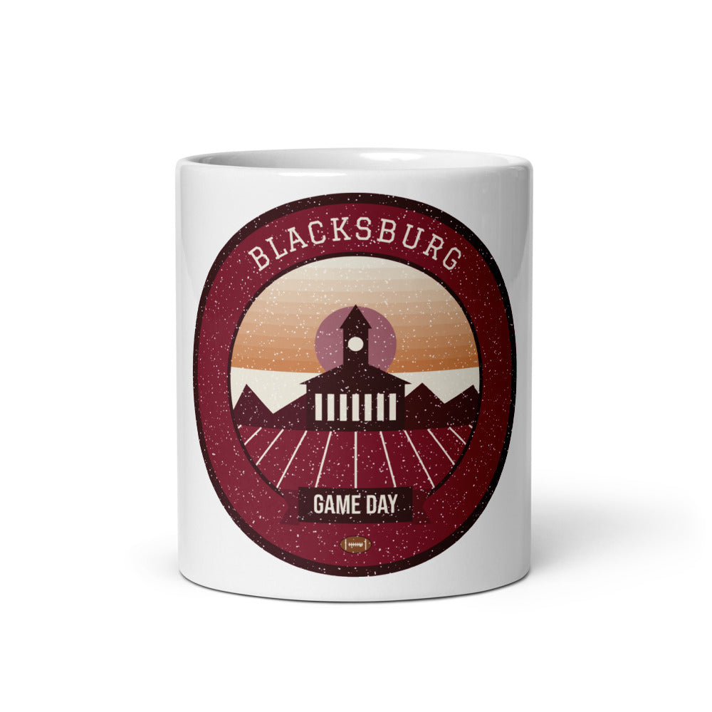 Maroon & Burnt Orange Limestone Game Day Mug in white, front
