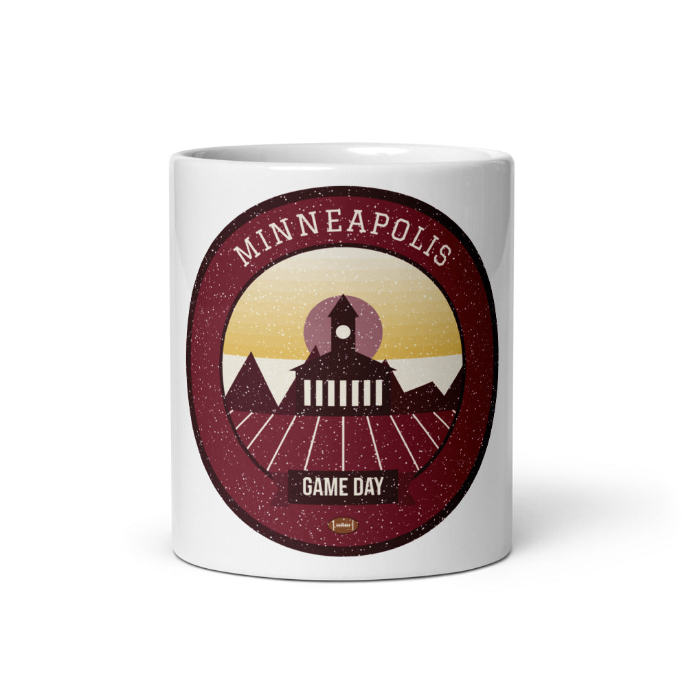 Maroon & Gold North Star Game Day Mug in white, front