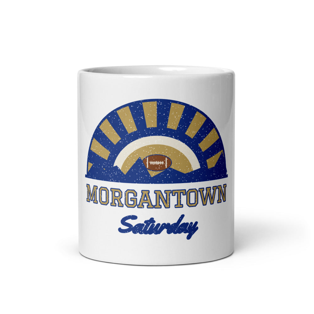 Morgantown Saturday Mug in white, front