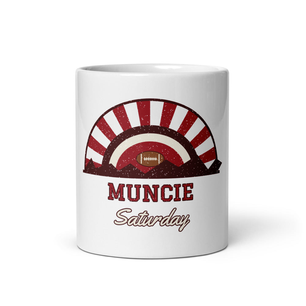 Muncie Saturday Mug in white, front