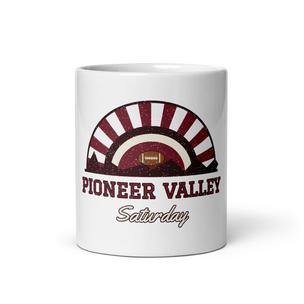 Pioneer Valley Saturday Mug in white, front