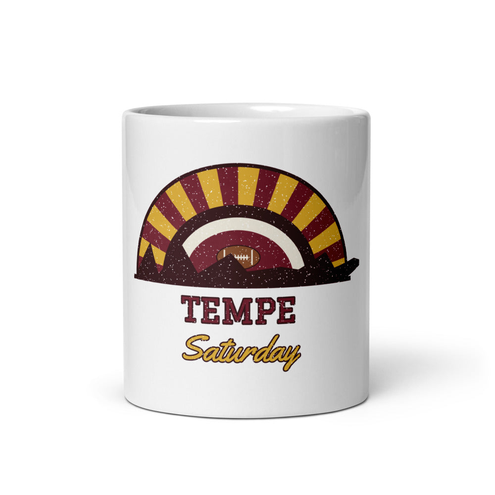 Tempe Saturday Mug in white, front