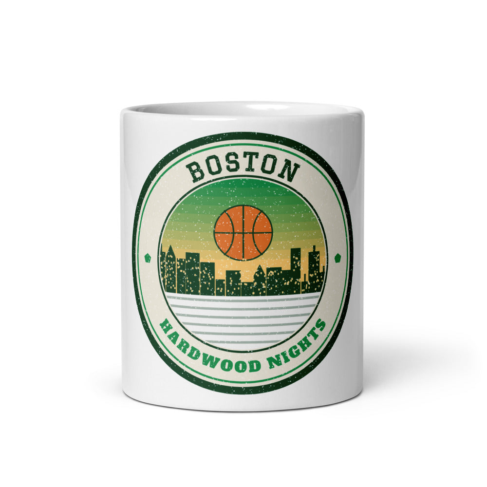 Boston Hardwood Nights Mug in white, front