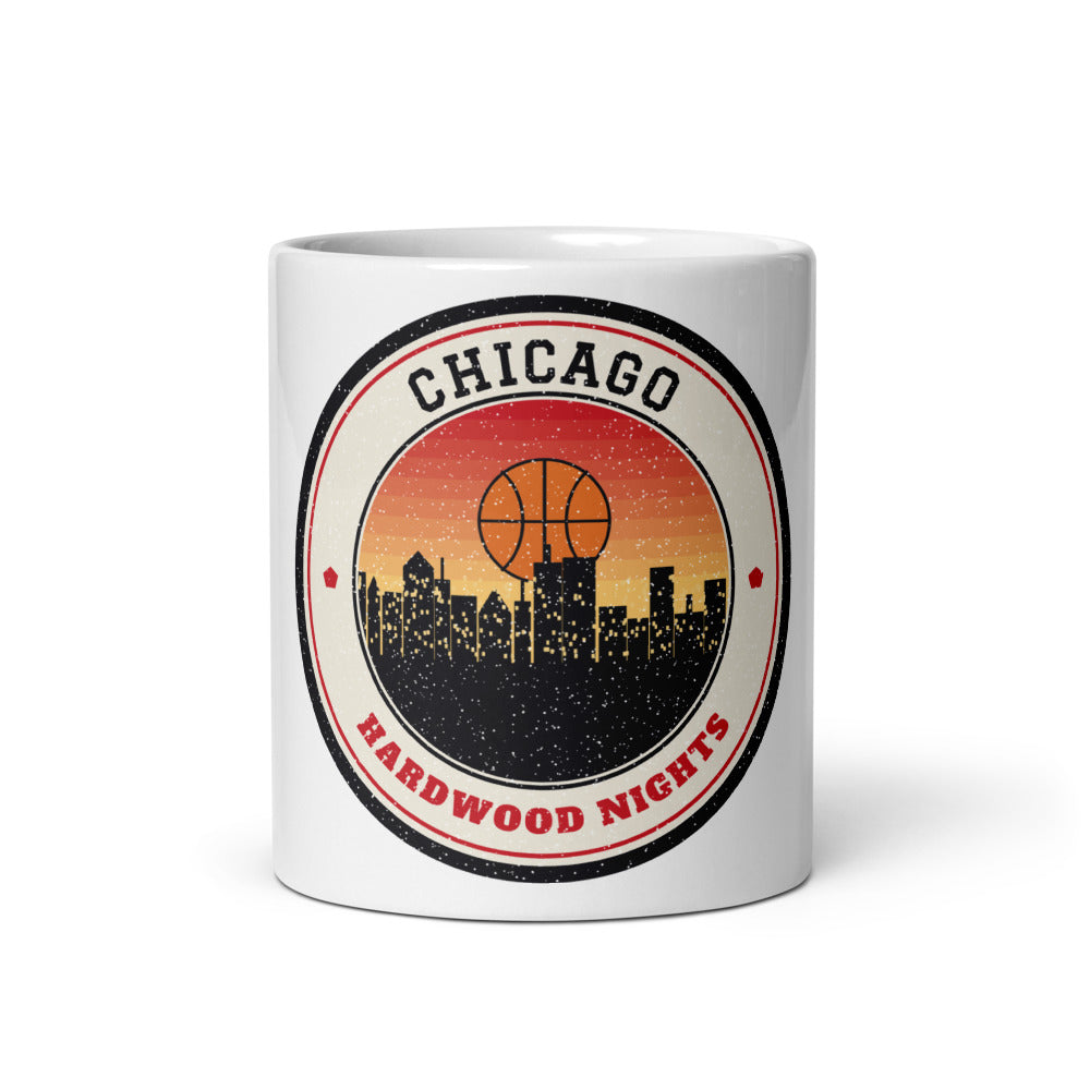Chicago Hardwood Nights Mug in white, front