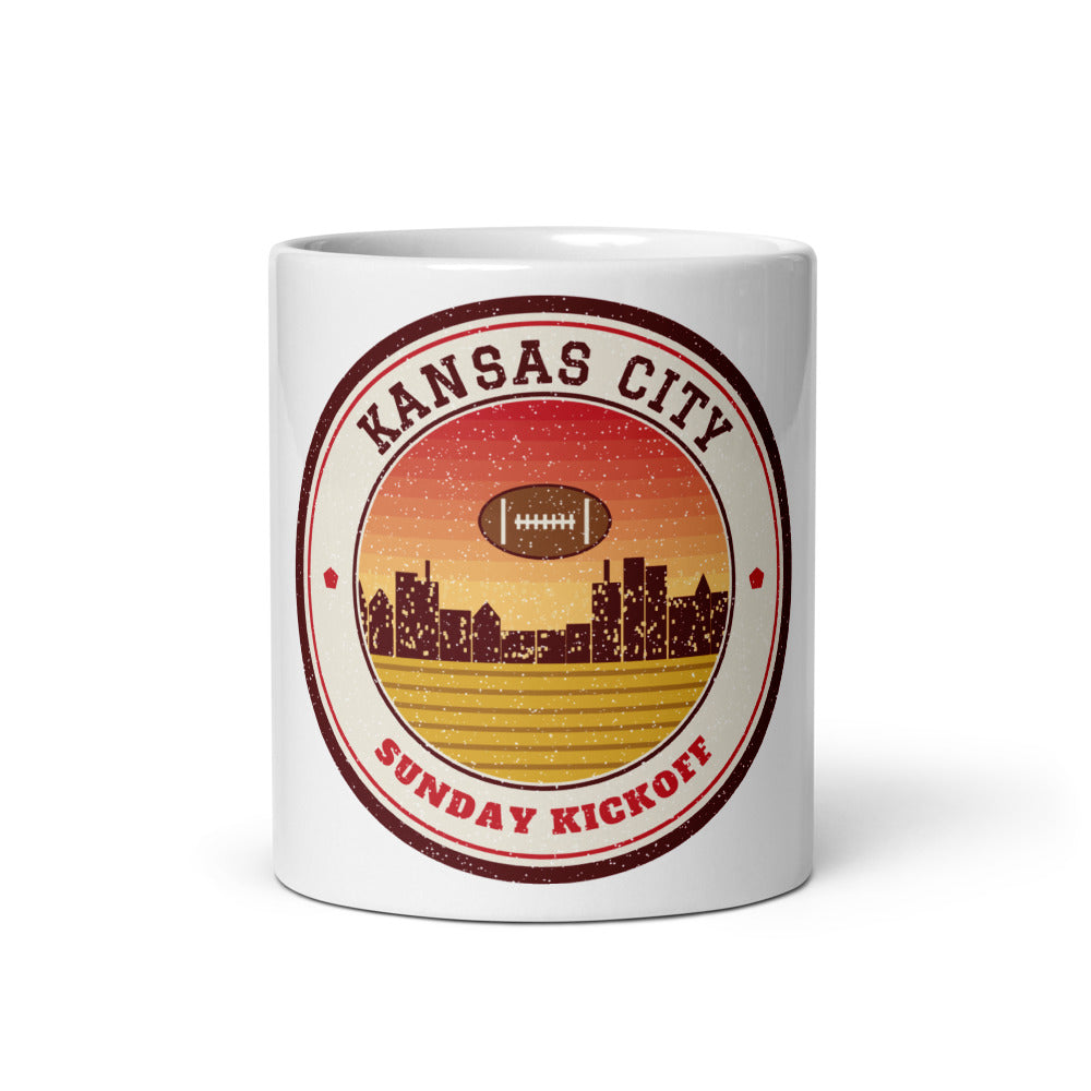 Kansas City Sunday Kickoff Mug in white, front
