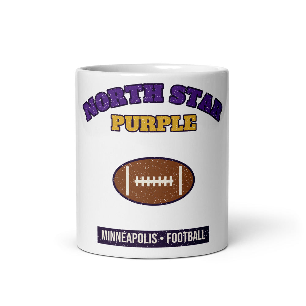 North Star Purple Football Mug in white, front