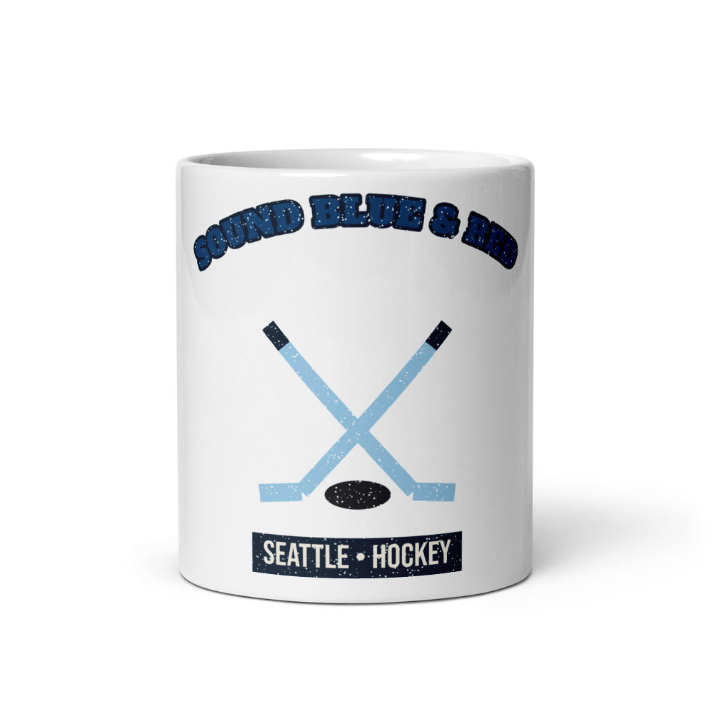 Sound Blue & Red Hockey Mug in white, front