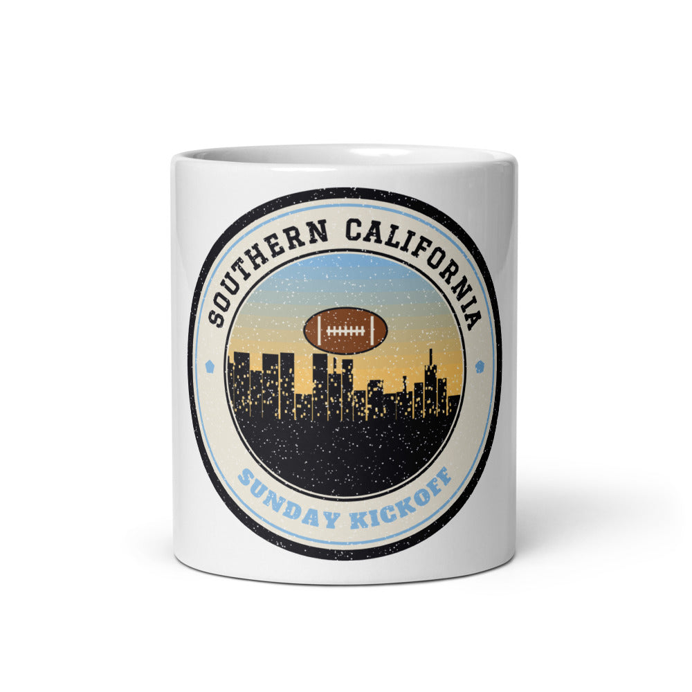 Southern California Sunday Kickoff Mug in white, front