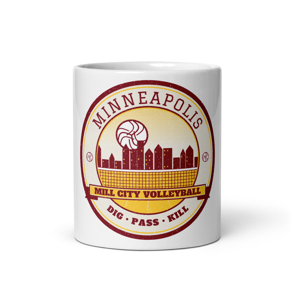 Minneapolis Mill City Volleyball Mug in white, front