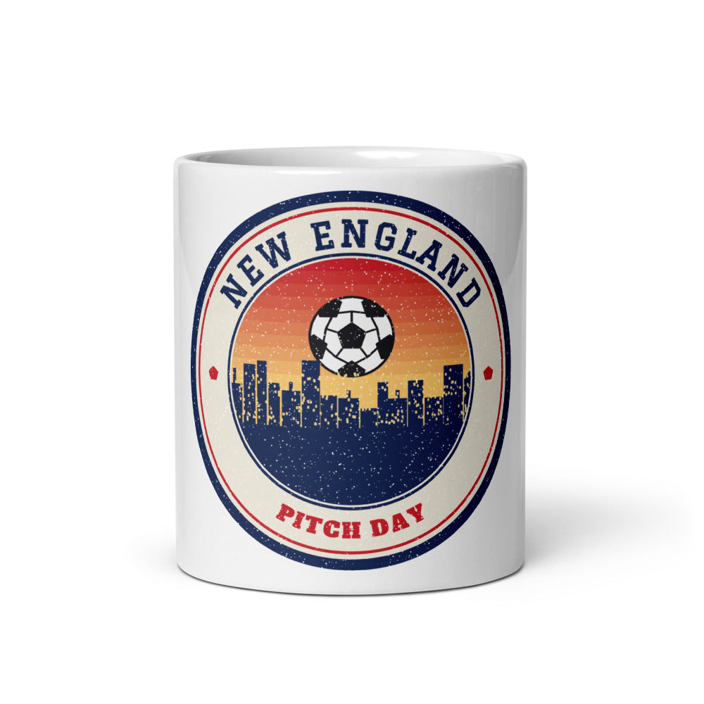 New England Pitch Day Mug in white, front