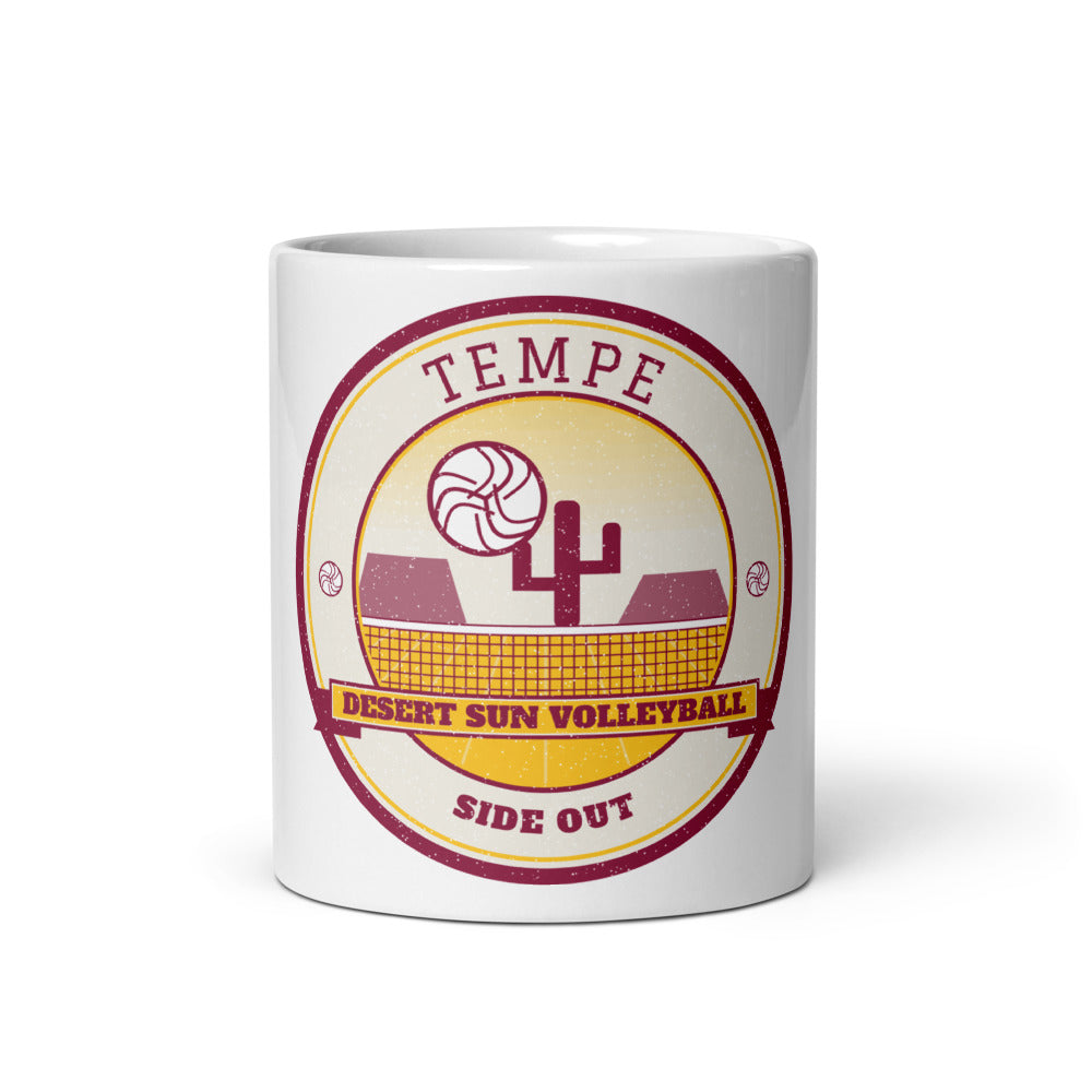 Tempe Desert Sun Volleyball Mug in white, front