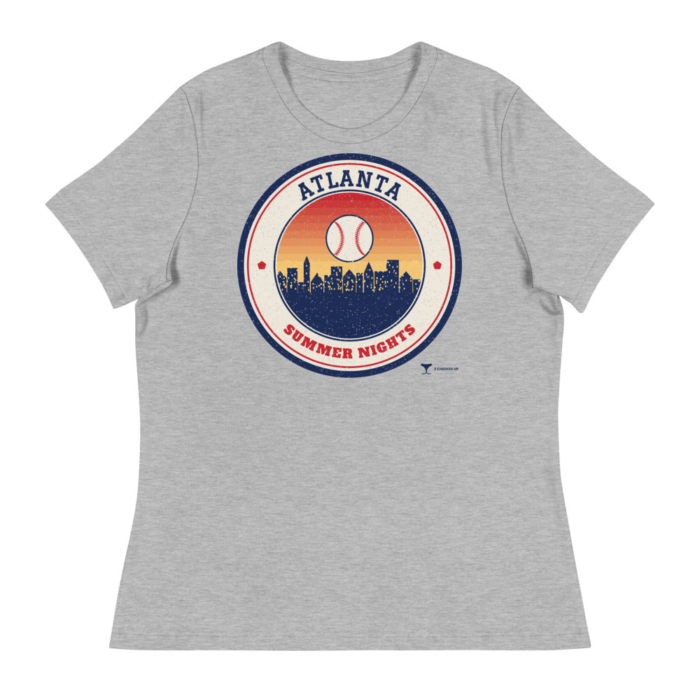 Women's Atlanta Summer Nights Ballpark Tee in athletic heather, front