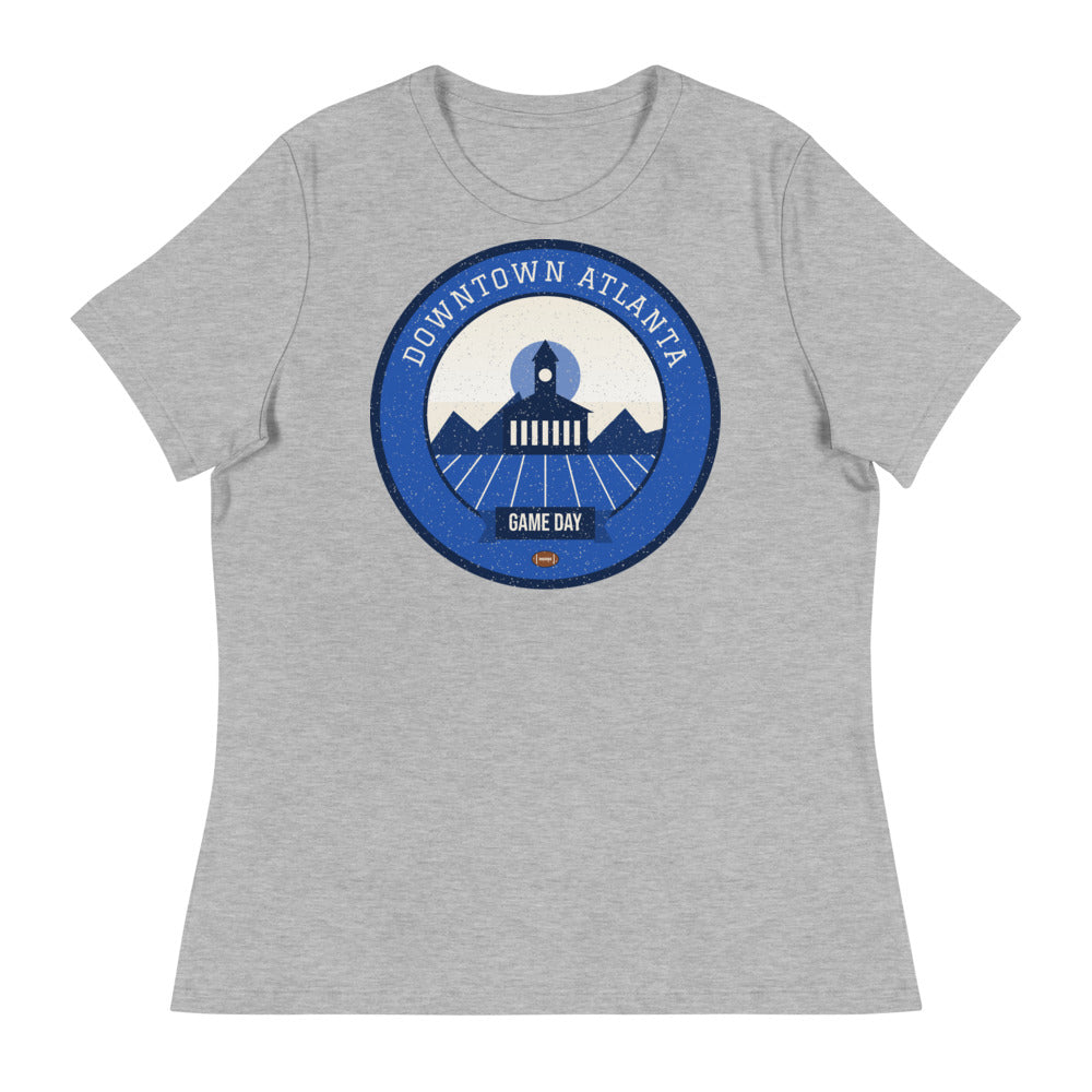 Women's Blue & White Downtown Game Day Tee in athletic heather, front
