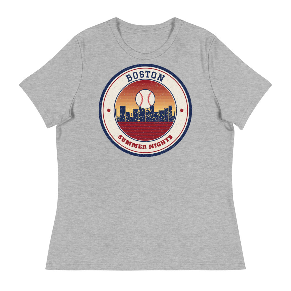 Women's Boston Summer Nights Ballpark Tee in athletic heather, front
