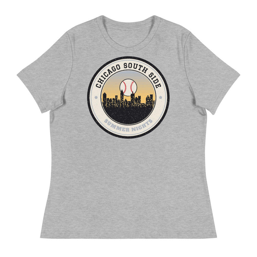 Women's Chicago South Side Summer Nights Ballpark Tee in athletic heather, front