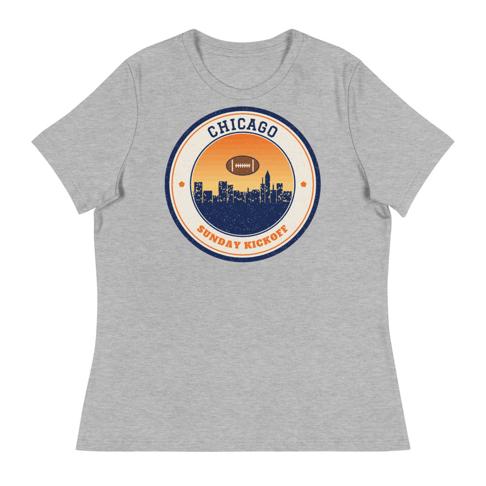 Women's Chicago Sunday Kickoff Tee in athletic heather, front