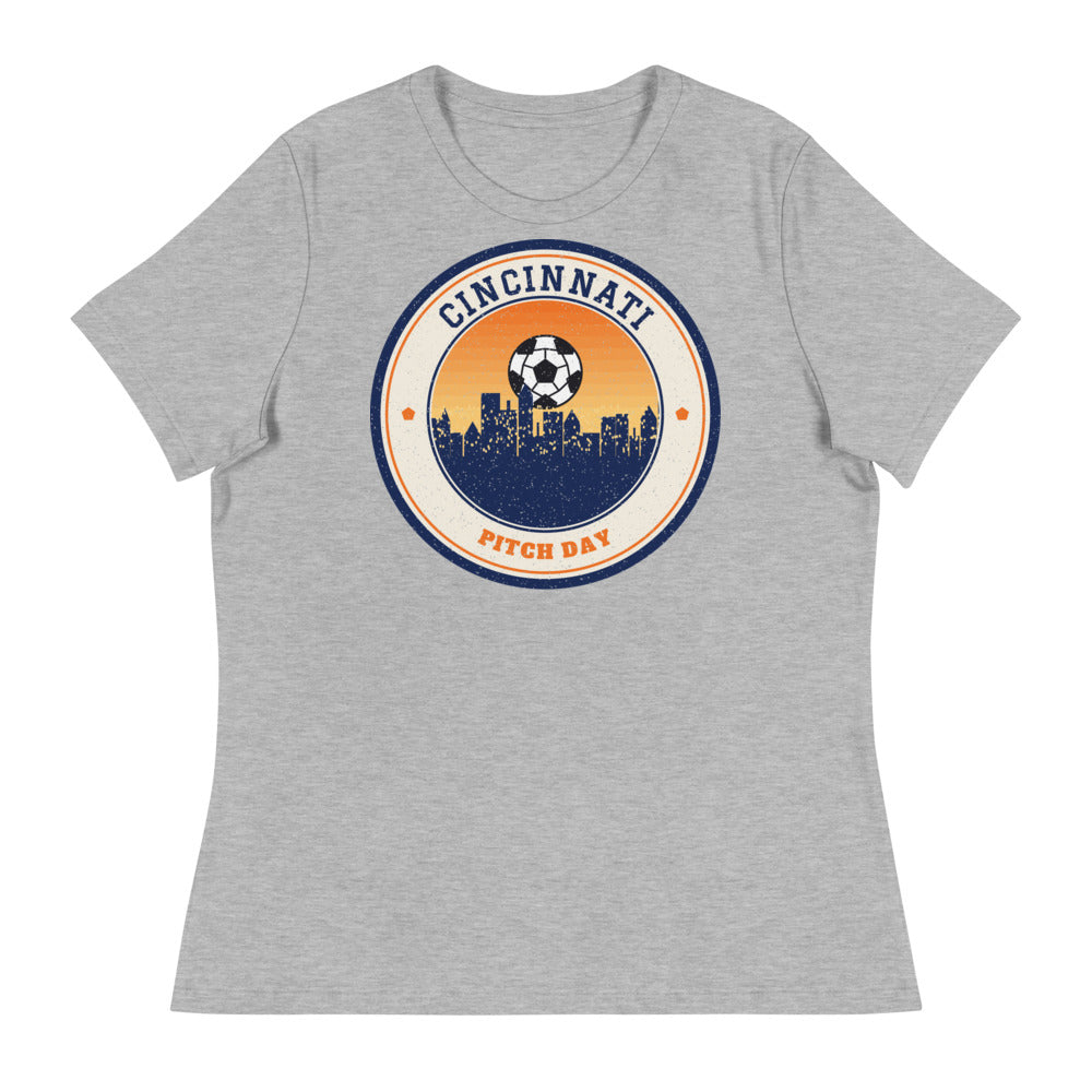 Women's Cincinnati Pitch Day Tee in athletic heather, front