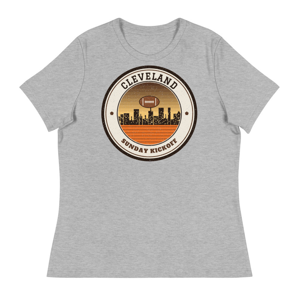Women's Cleveland Sunday Kickoff Tee in athletic heather, front