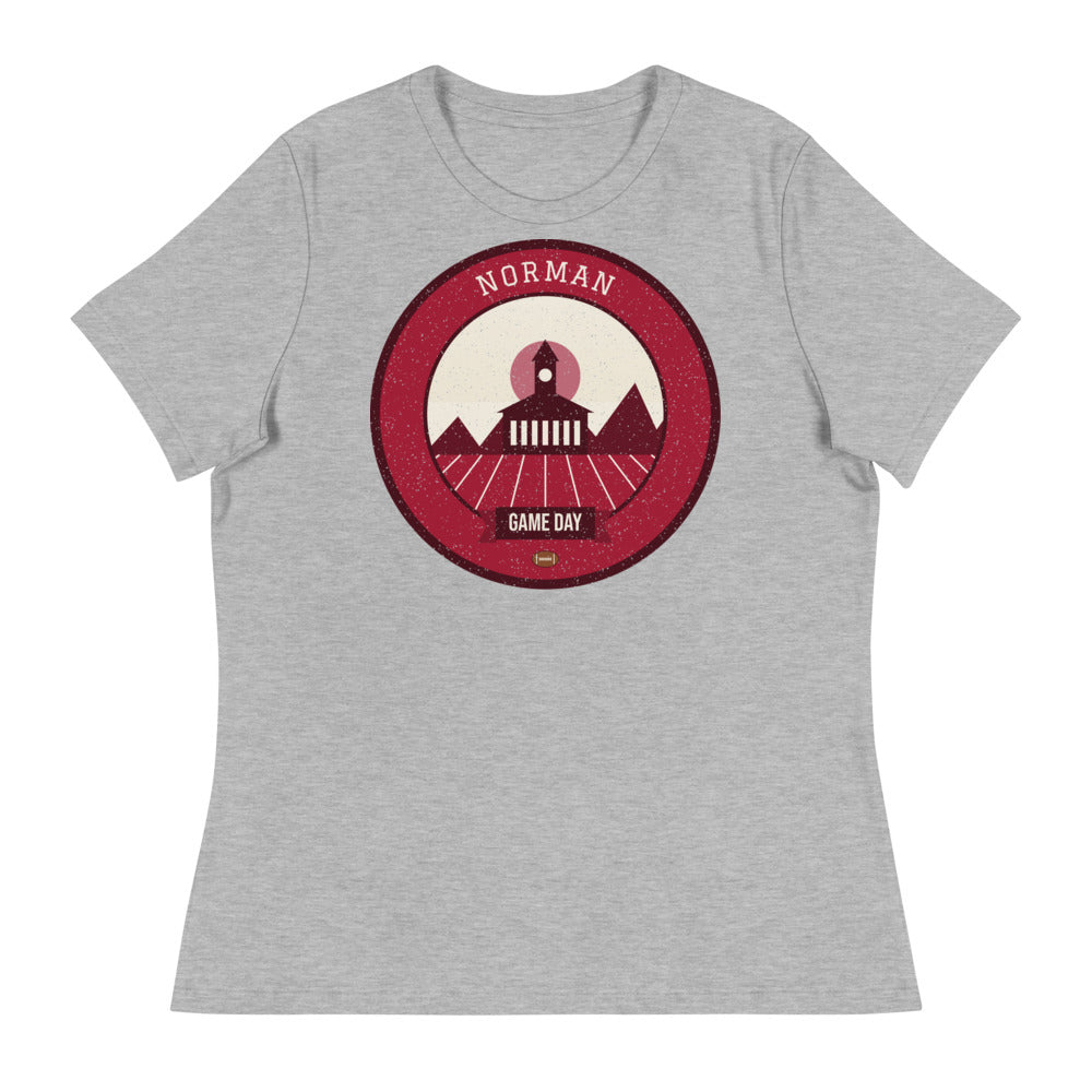 Women's Crimson & Cream Red Dirt Game Day Tee in athletic heather, front
