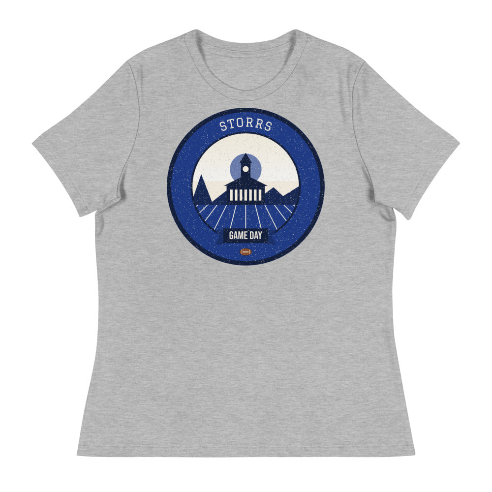 Women's Deep Blue Stone Wall Game Day Tee in athletic heather, front