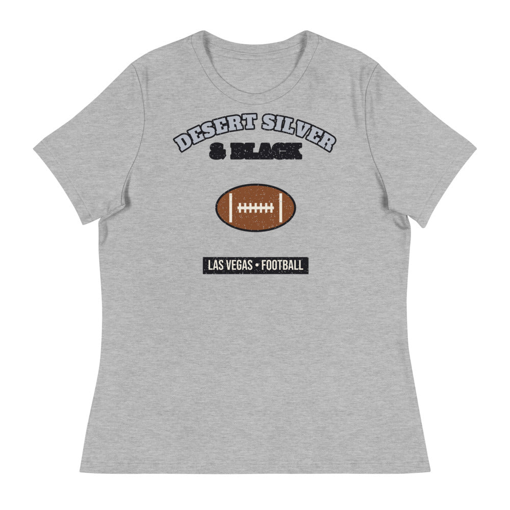 Women's Desert Silver & Black Football Tee in athletic heather, front