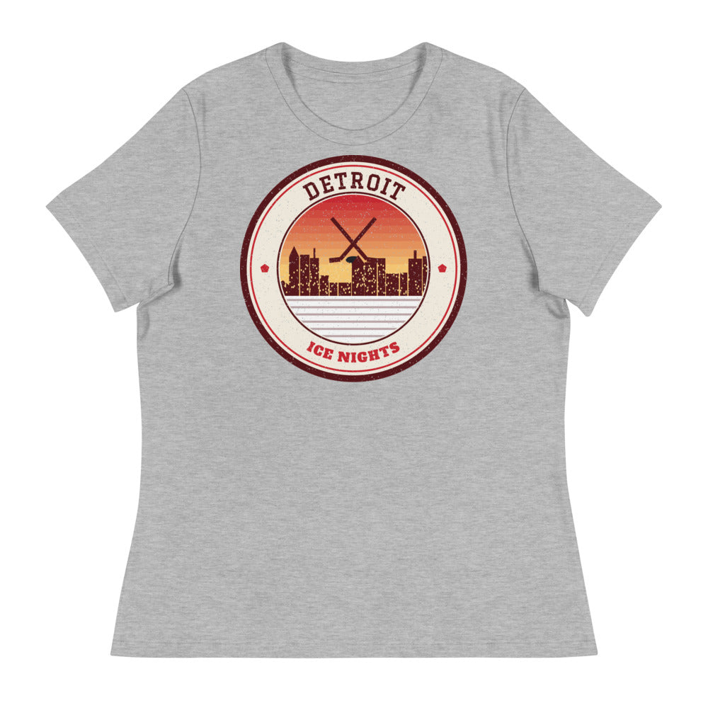 Women's Detroit Ice Nights Tee in athletic heather, front