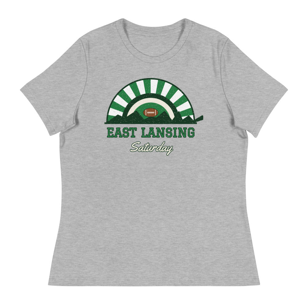 Women's East Lansing Saturday Tee in athletic heather, front