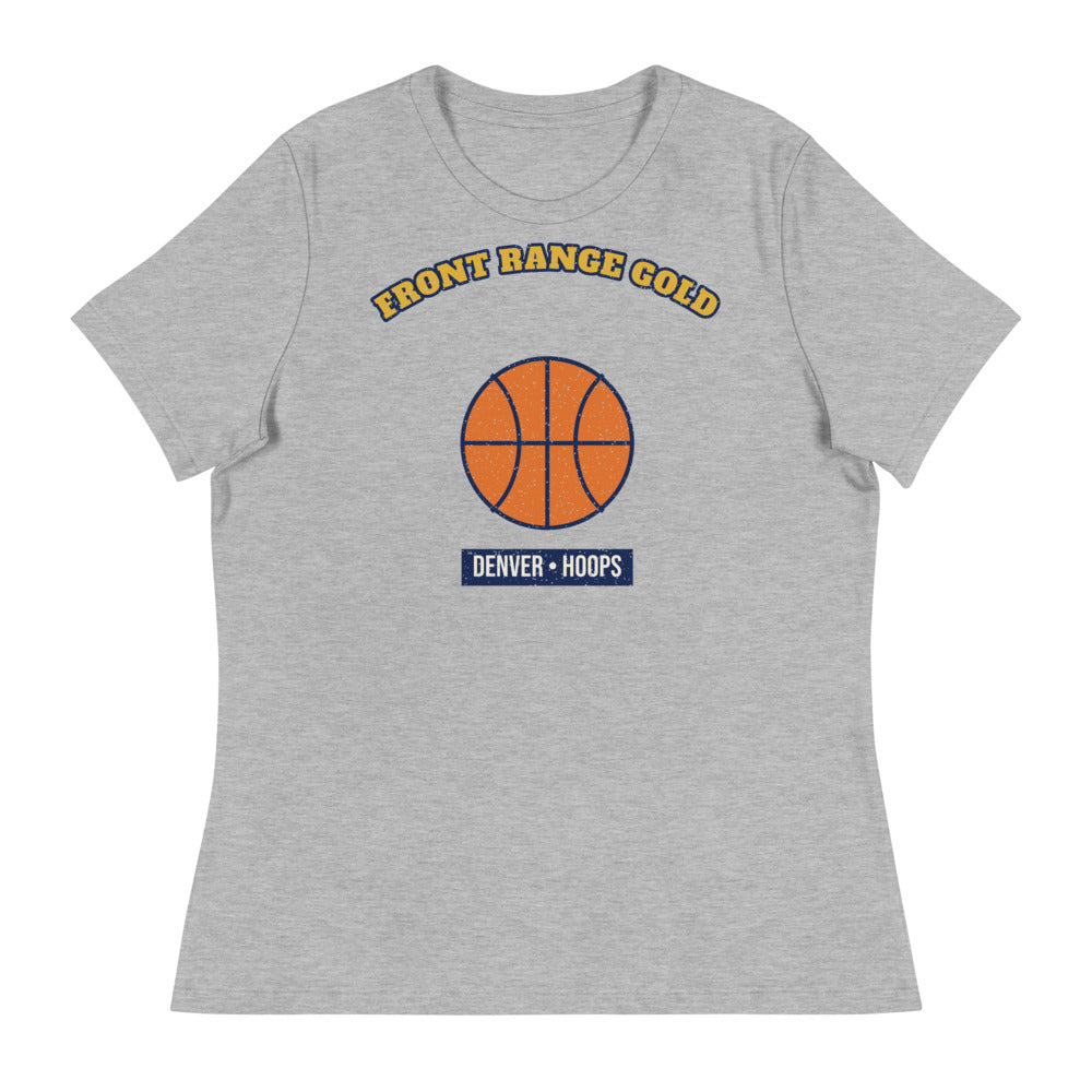 Women's Front Range Gold Hoops Tee in athletic heather, front