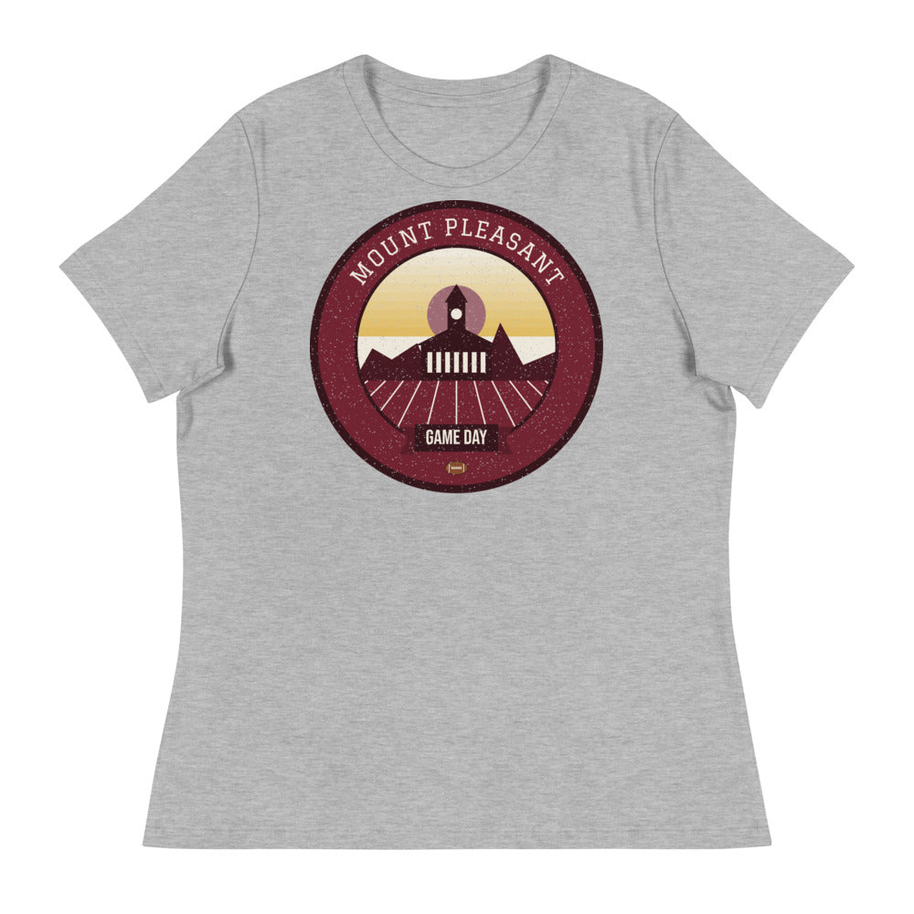 Women's Maroon & Gold North Woods Game Day Tee in athletic heather, front