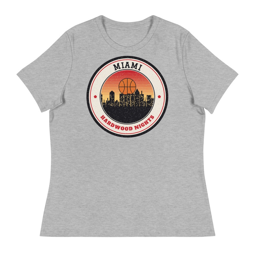 Women's Miami Hardwood Nights Tee in athletic heather, front