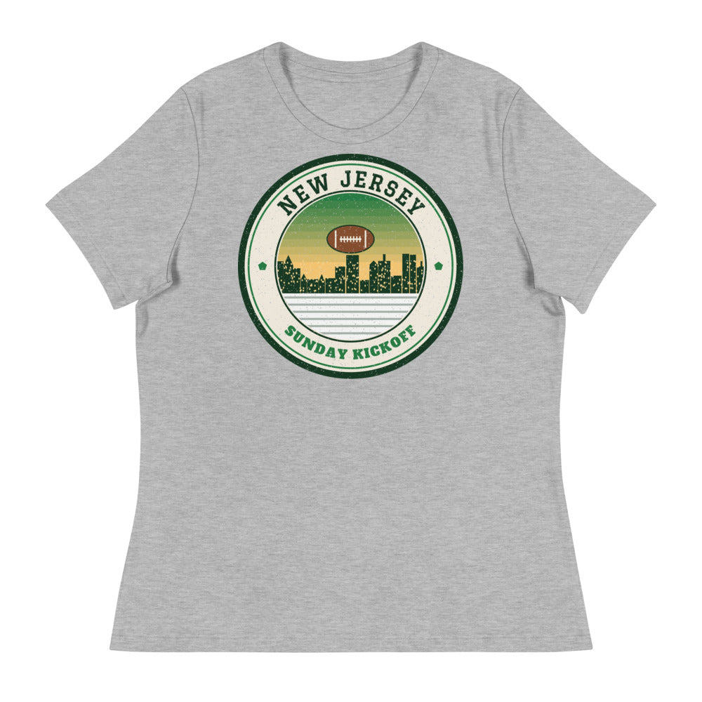 Women's New Jersey Sunday Kickoff Tee in athletic heather, front
