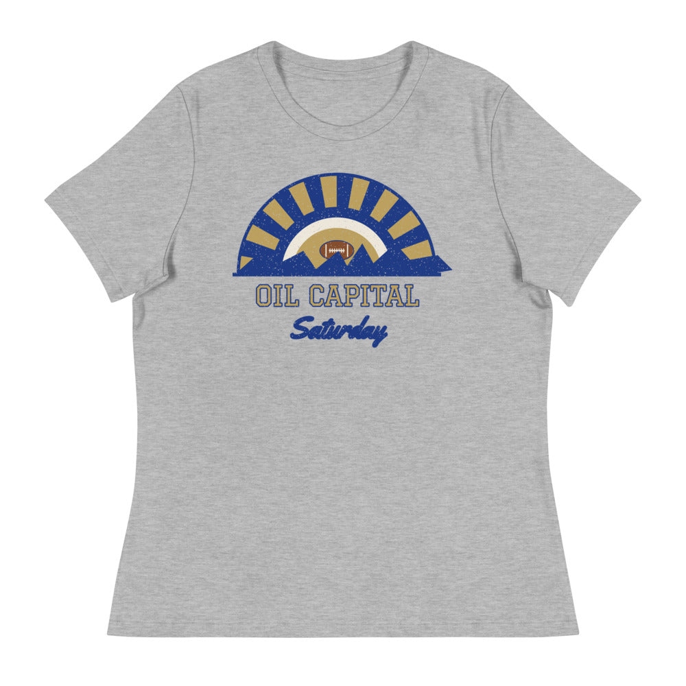 Women's Oil Capital Saturday Tee in athletic heather, front