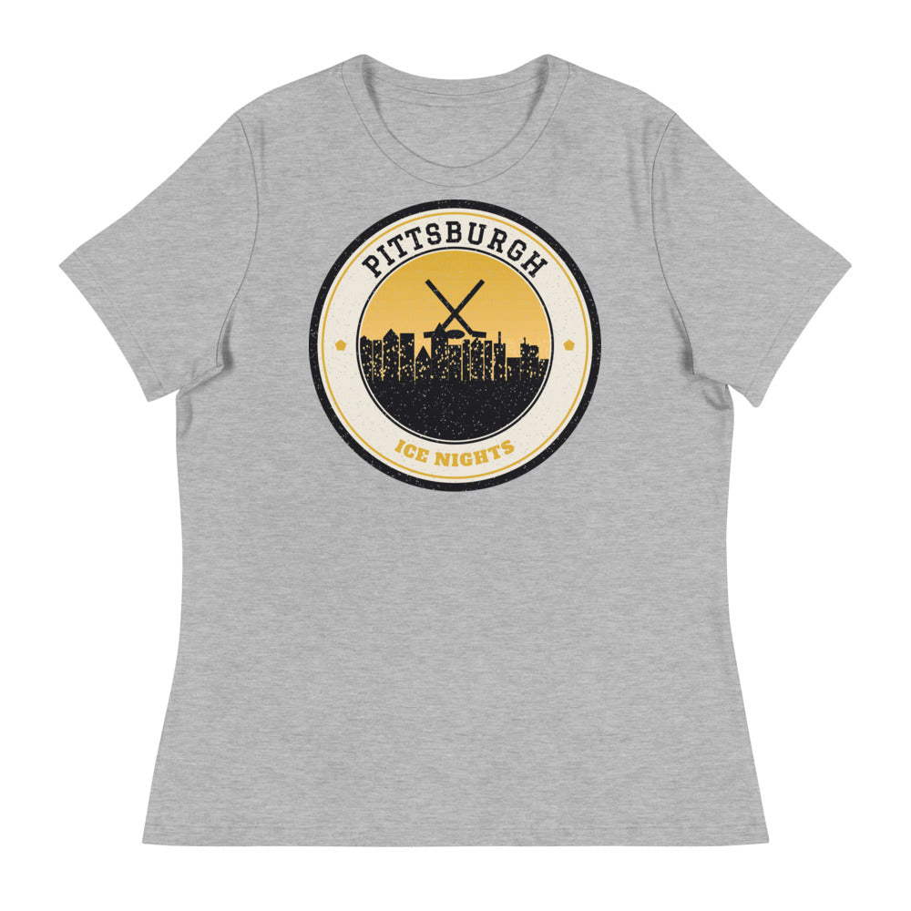 Women's Pittsburgh Ice Nights Tee in athletic heather, front