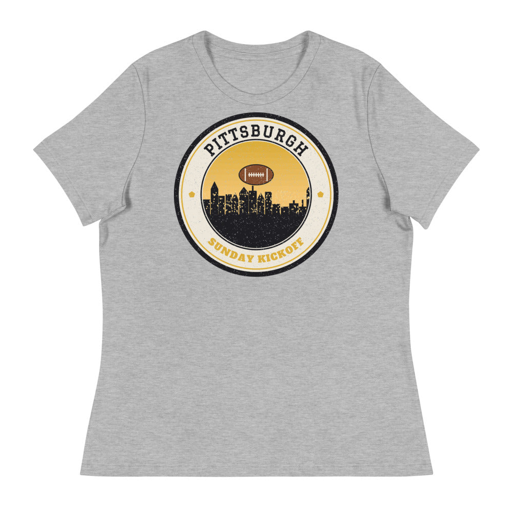 Women's Pittsburgh Sunday Kickoff Tee in athletic heather, front