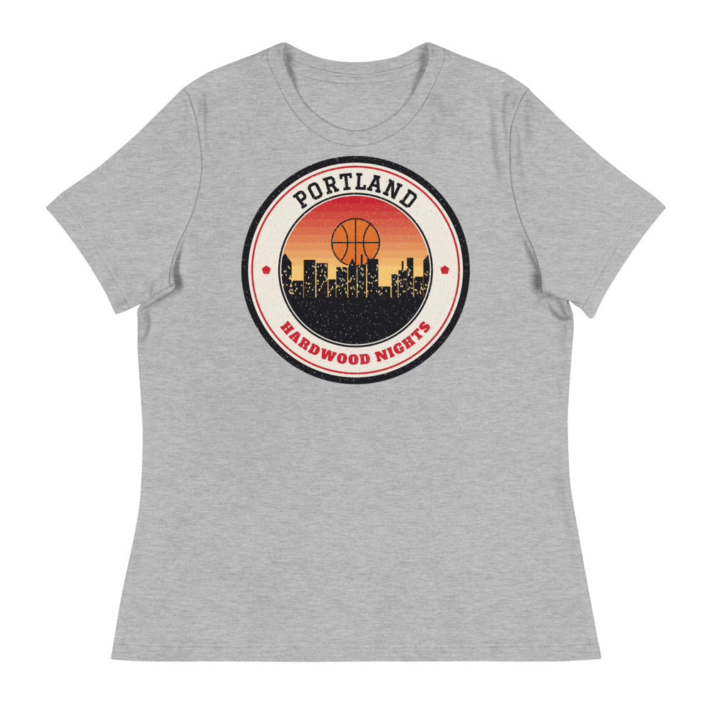 Women's Portland Hardwood Nights Tee in athletic heather, front